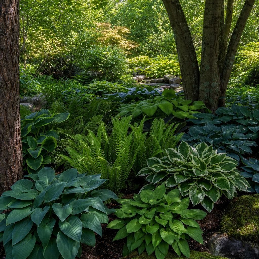 Broad-leaved shade perennial